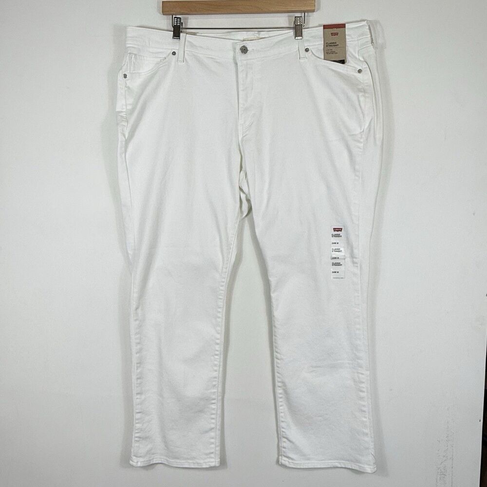 NEW Jeans Women 24W Levi Strauss White Classic Straight Mid Rise Coastal Minimal